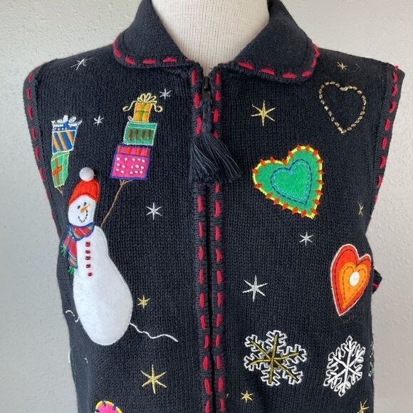 NWT Reference Point Full Zip Sleeveless Christmas Sweater Size M - Picture 2 of 9